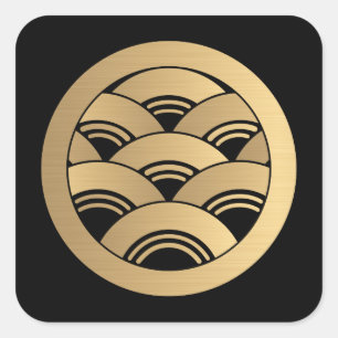 Adesivo Quadrado O ouro acena japoneses Kamon