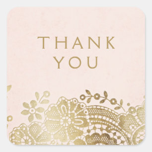 Adesivo Quadrado O ouro cora favor elegante do casamento do laço d