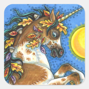 ADESIVO QUADRADO O OUTONO SAI DE UM ESTALHÃO UNICORN, LEVANDO O CAV