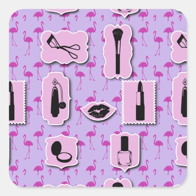 Adesivo Quadrado O padrão de logotipo Cosmético necessário (Frente)