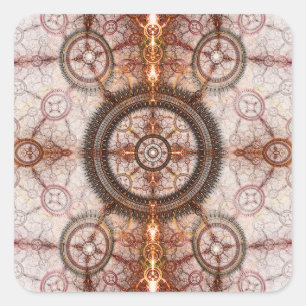 Adesivo Quadrado O Padrão Geométrico de Stampunk do Tick e do Toc