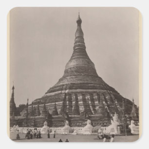 Adesivo Quadrado O pagode de Shwedagon em Rangoon, Burma, c.1860