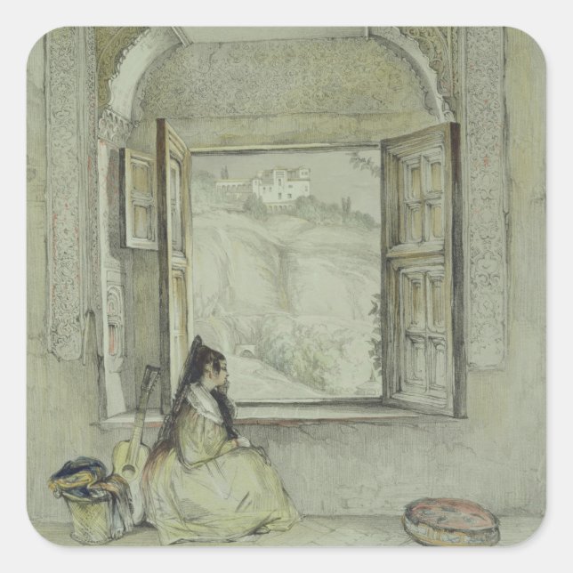 Adesivo Quadrado O Palácio da Generalife, da Casa de Cha (Frente)