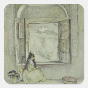 Adesivo Quadrado O palácio do Generalife, das casas de Cha