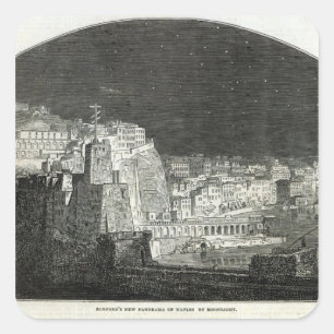 Adesivo Quadrado O panorama novo de Burford de Nápoles pelo luar