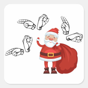 Adesivo Quadrado O papai noel diz Ho Ho Ho no ASL