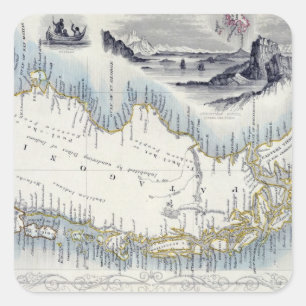 Adesivo Quadrado O Patagonia, de uma série de mapas do mundo