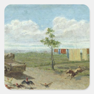 Adesivo Quadrado O pátio (óleo em canvas)