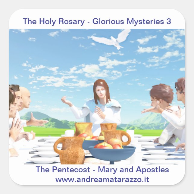 Adesivo Quadrado O Pentecoque ( Mary com os Apóstolos ) (Frente)