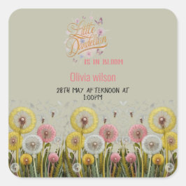 Adesivo Quadrado O pequeno dandelian está em chá de fraldas floresc