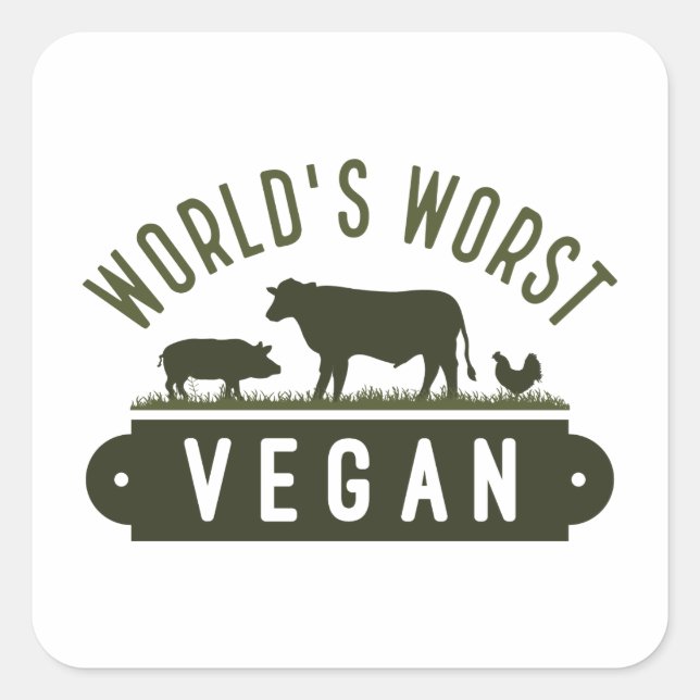 Adesivo Quadrado O pior Vegan do mundo (Frente)