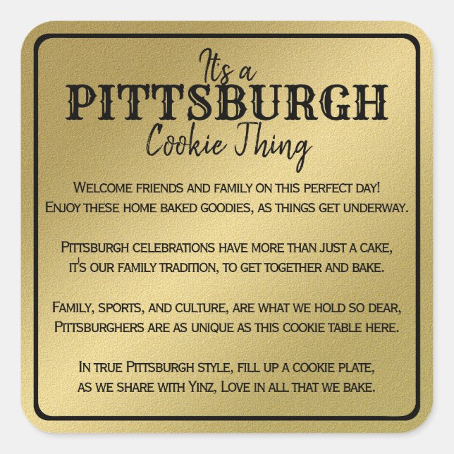 Adesivo Quadrado O poema da Mesa Pittsburgh Cookie Dourado (Frente)