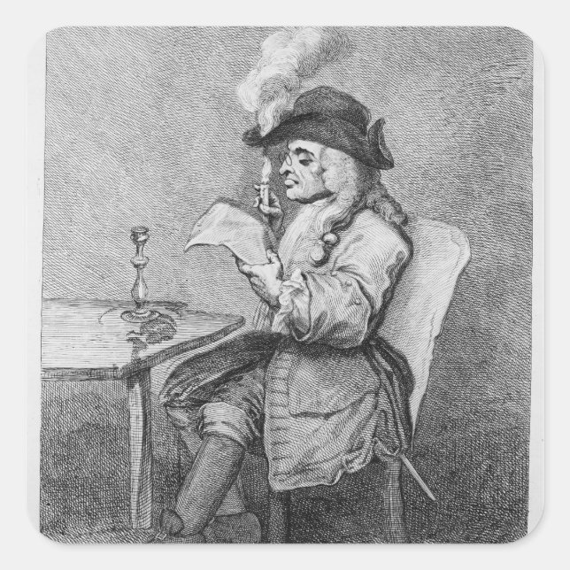 Adesivo Quadrado O político, gravado por John Keyse Sherwin (Frente)