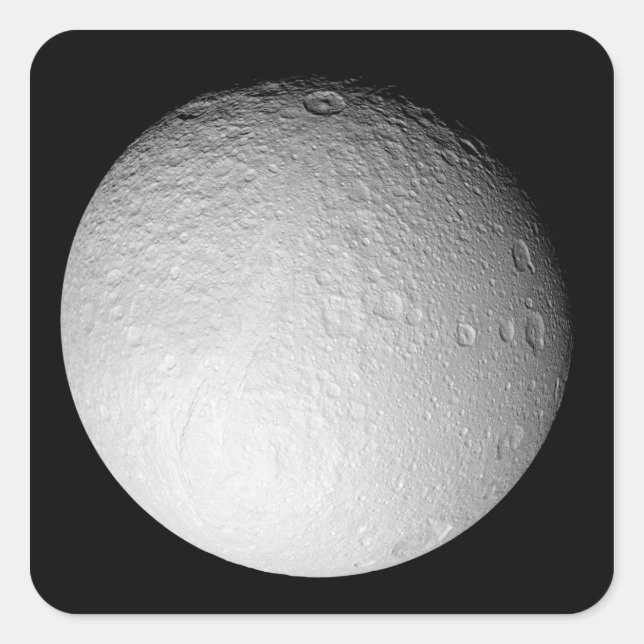 Adesivo Quadrado O Polo Sul da Lua de Saturno Tethys (Frente)