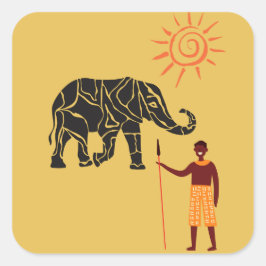 Adesivo Quadrado O pôr do sol na África.