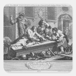 Adesivo Quadrado 'O Prentice inativo no jogo na jarda da igreja