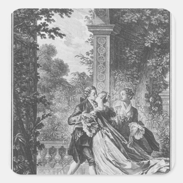 Adesivo Quadrado O primeiro beijo do amor (Frente)