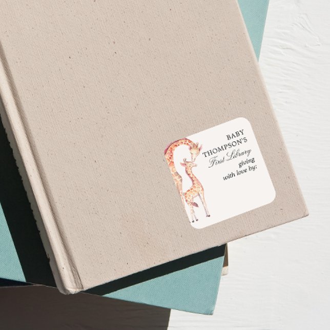 Adesivo Quadrado O primeiro livro da biblioteca Safari Giraffe (Criador carregado)