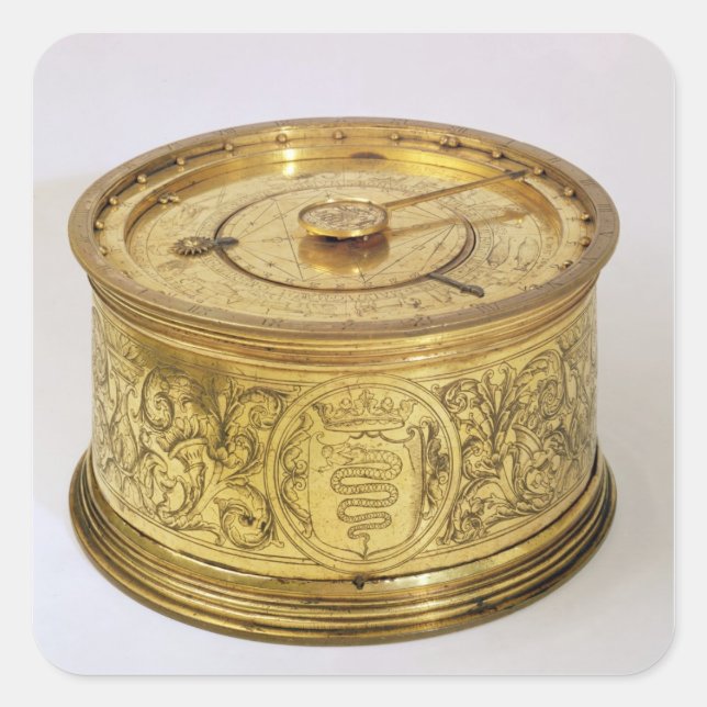 Adesivo Quadrado O primeiro relógio acionado por primavera com fuse (Frente)