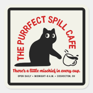 Adesivo Quadrado O Purrfect Derramar Cafe