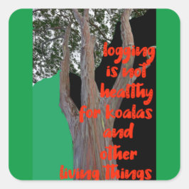 Adesivo Quadrado O registro não é saudável para Koalas,