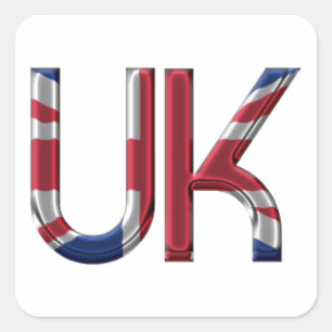 Adesivo Quadrado O Reino Unido Jack British Flag Typoographic Elega