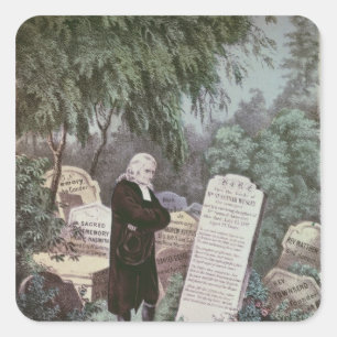 Adesivo Quadrado O Rev. John Wesley que visita a sepultura da sua