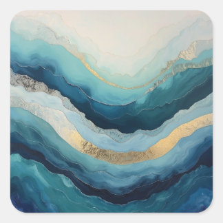 Adesivo Quadrado O Ritmo das Ondas – Movimento Oceânico Abstrato