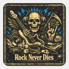 Adesivo Quadrado O Rock Nunca Morre – Espírito Imortal do Rock