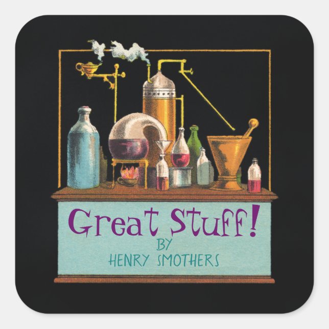 Adesivo Quadrado O rótulo do Brewmaster do alquimista (Frente)