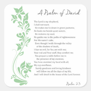 Adesivo Quadrado O salmo de David o senhor é meu verso da bíblia 
