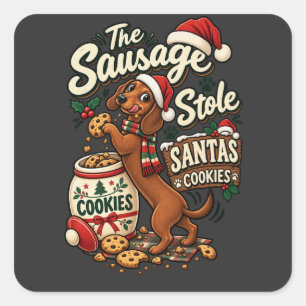 Adesivo Quadrado O Salsicha Roubou os Biscoitos do Papai Noel Dachs