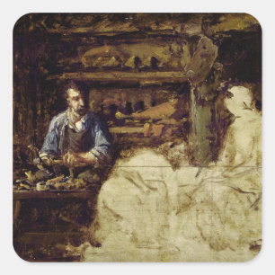 Adesivo Quadrado O sapateiro de Reville, uma cidade perto de Cherbo