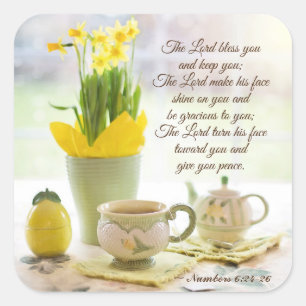 Adesivo Quadrado O Senhor Abençoa-Te Números 6:24-26 Bíblia Vers