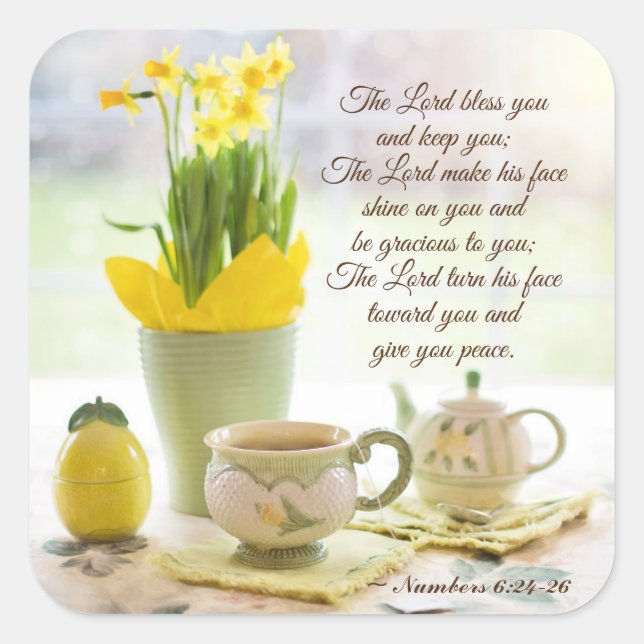 Adesivo Quadrado O Senhor Abençoa Você Números 6:24-26 Bíblia Verso (Frente)