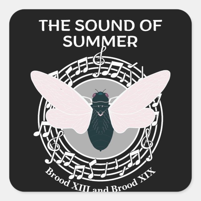 Adesivo Quadrado O som do Brood de Cicada de Verão (Frente)