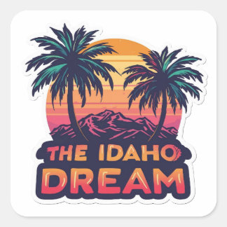Adesivo Quadrado O Sonho de Idaho Pôr do Sol Retro Americano