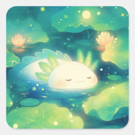 Adesivo Quadrado O Sonho Floral Axolotl