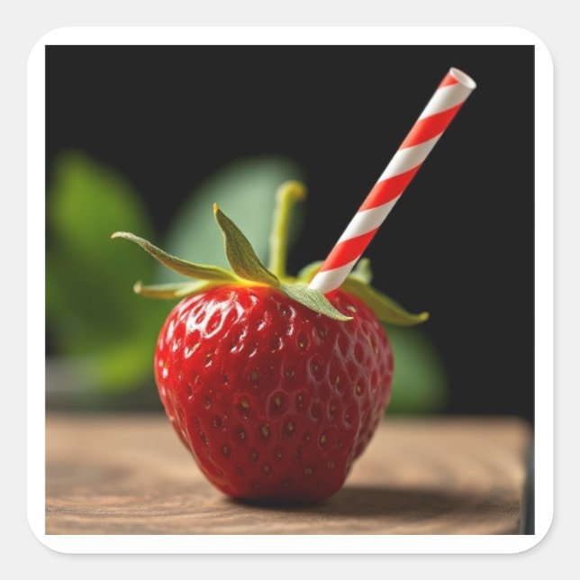 Adesivo Quadrado O "STRAWberry" (Frente)