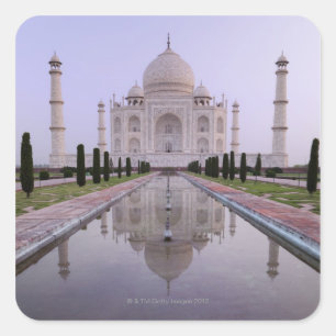Adesivo Quadrado o Taj Mahal refletiu-se perfeitamente na piscina d