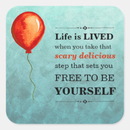 Adesivo Quadrado O Teal e o Red-Orange Watercolor Life estão vivos