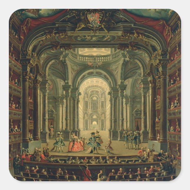 Adesivo Quadrado O Teatro Reale em Turin (óleo em canvas) (Frente)
