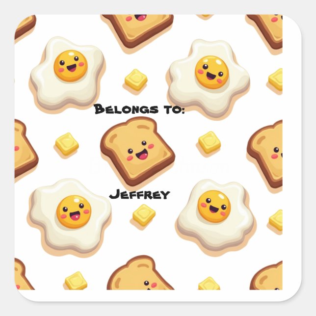 Adesivo Quadrado O Tema De Comida Personalizável Pertence Ao Pacote (Frente)