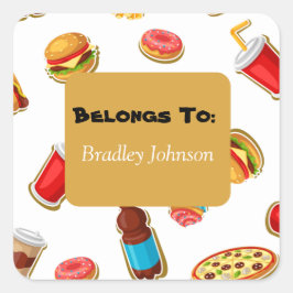 Adesivo Quadrado O Tema De Comida Personalizável Pertence Ao Pacote