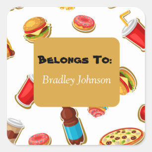 Adesivo Quadrado O Tema De Comida Personalizável Pertence Ao Pacote