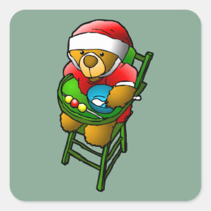 Adesivo Quadrado O ursinho de Natal