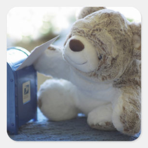 Adesivo Quadrado O urso de ursinho envia uma letra 2