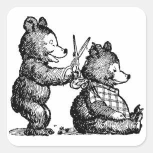 Adesivo Quadrado O urso obtem uma ilustração do vintage do corte 