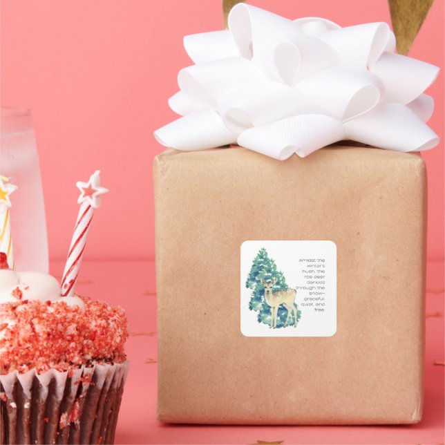 Adesivo Quadrado O Veado Ré Dança Pela Neve (Festa)