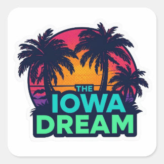 Adesivo Quadrado O Verão Retro Americano do Sonho de Iowa